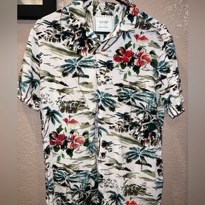 Tropical print short sleeved shirt